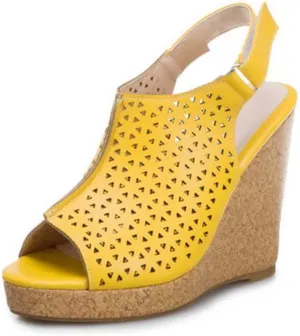 JOEupin Women's Peep Toe Wedge Sandal with Adjustable Strap