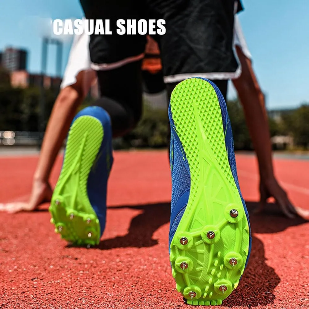 Kids Adult Sprint Spikes Shoes Athletic Spikes Shoes 7 Nails Breathable anti-slip Running Trainers Mesh Lightweight Buffer Unisex for Men, Track & Field, Racing Integrated Balancing Technique,32-46 EU