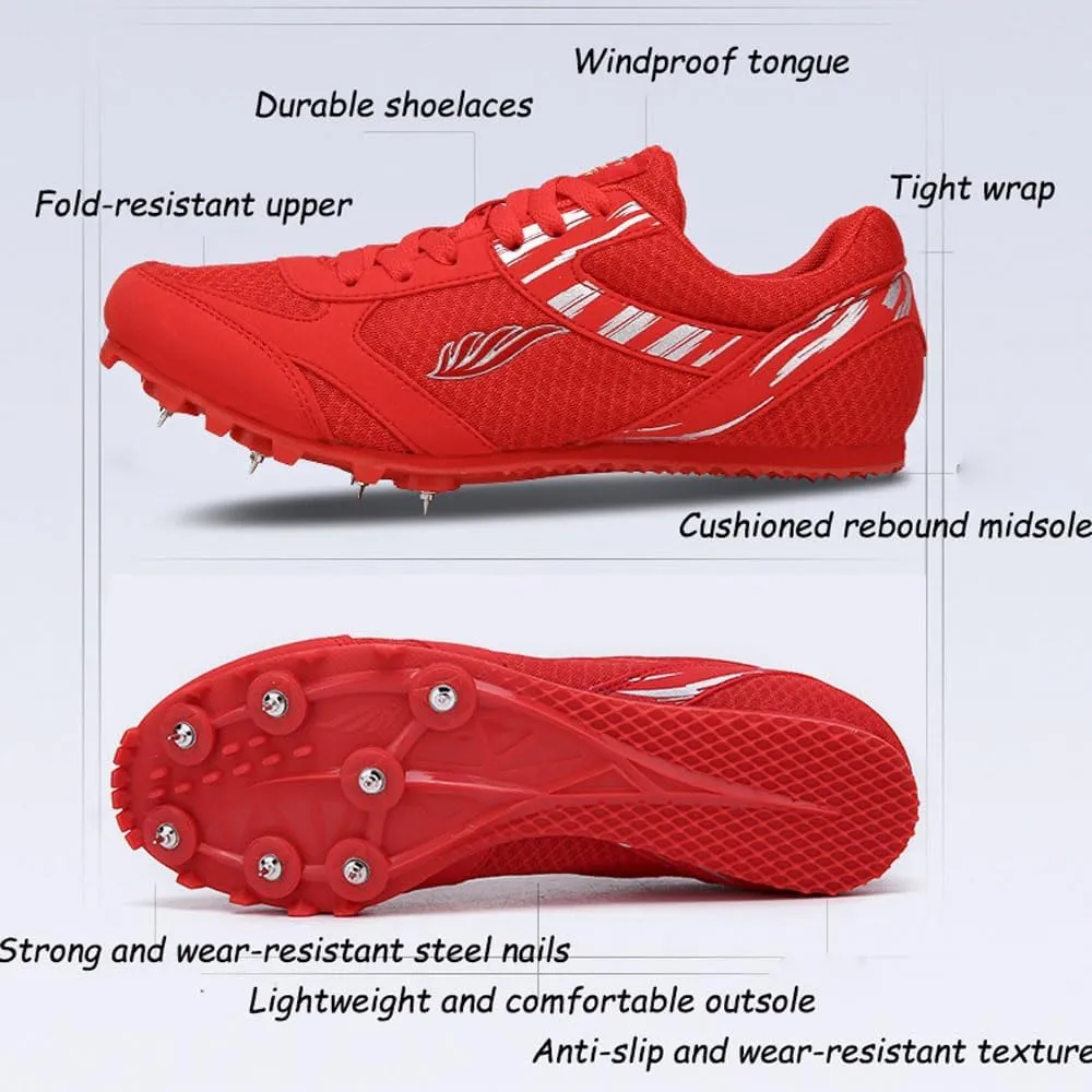 Kids Adult Sprint Spikes Shoes Athletic Spikes Shoes 7 Nails Breathable anti-slip Running Trainers Mesh Lightweight Buffer Unisex for Men, Track & Field, Racing Integrated Balancing Technique,32-46 EU