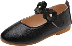 Little Girls Dress Shoes Closed Toe Wedding Party School Ankle Strap Ballet Flats Shoes Big Kids Flower Girl Shoes