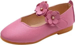 Little Girls Dress Shoes Closed Toe Wedding Party School Ankle Strap Ballet Flats Shoes Big Kids Flower Girl Shoes