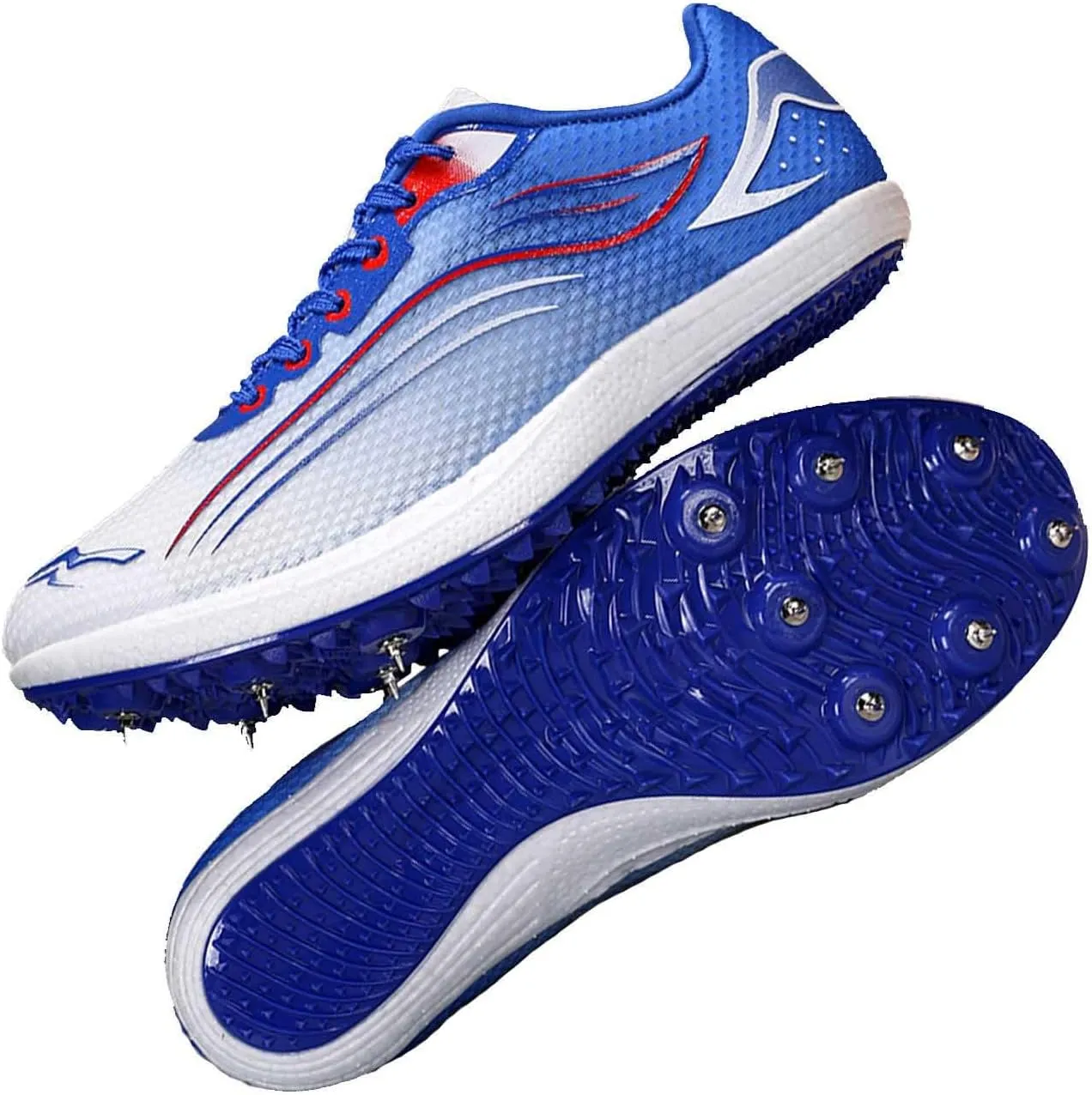 MEBAMY Mens Womens Track and Field Shoes Sprint Sport Sneakers Mesh Breathable Professional Running Nail Spikes Shoes for Boys Girls,Pink
