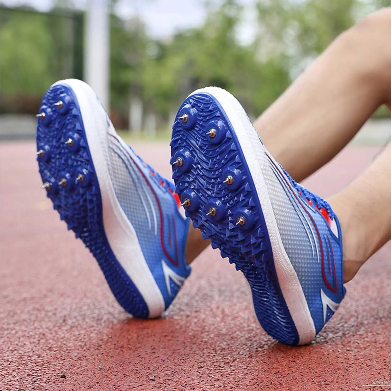 MEBAMY Mens Womens Track and Field Shoes Sprint Sport Sneakers Mesh Breathable Professional Running Nail Spikes Shoes for Boys Girls,Pink
