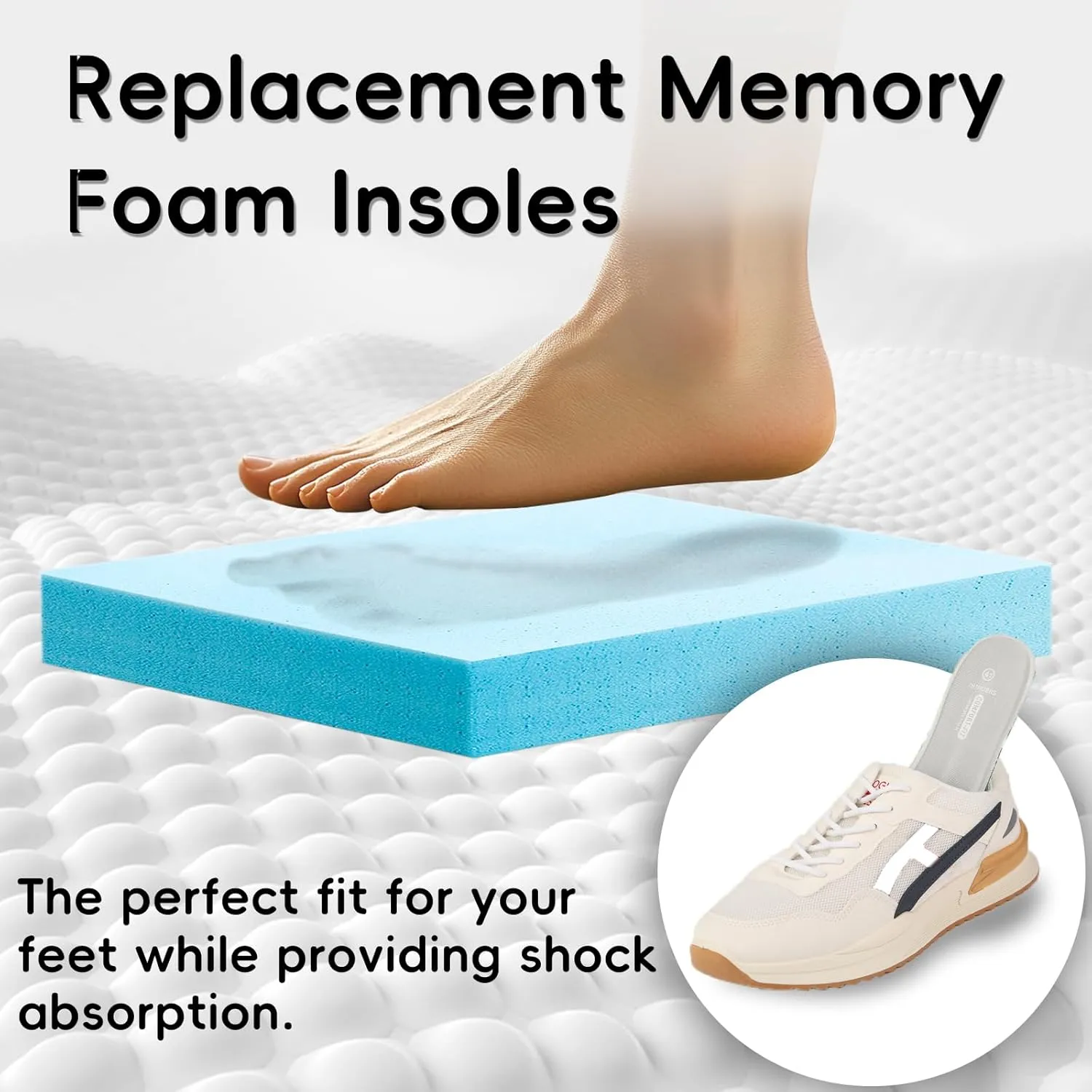 Memory Foam Insoles for Women Men Comfort Replacement Shoe Inserts for Sneaker,Work Boot,Running Hiking Shoes,Cushions Shock Absorbing Inner Soles for Foot Pain Relief,Gray US10/US8