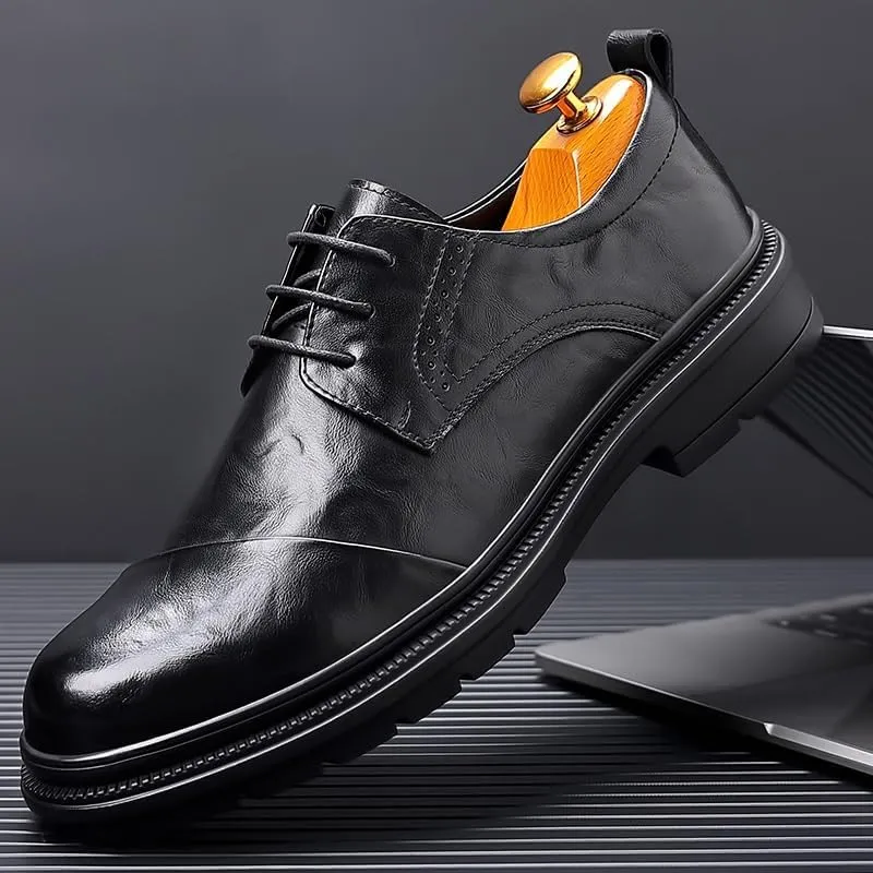 Men Dress Shoes, Breathable Casual Classic Business Luxury Round Toe Leather Shoes Moccasins for Male