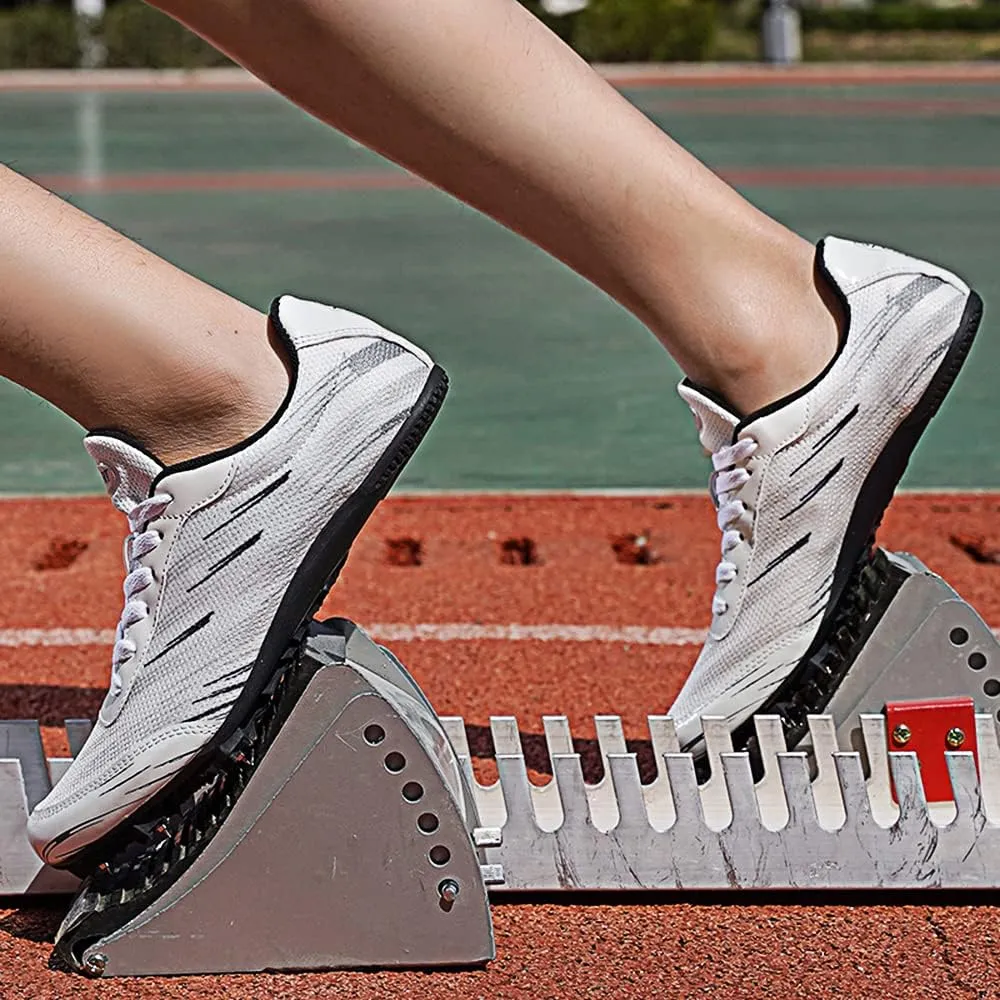 Men Spikes Track Shoes Sprint Youth Track and Field Shoes Professional Jumping Running Race Training Athletic Shoes Lightweight Breathable Sport Sneakers