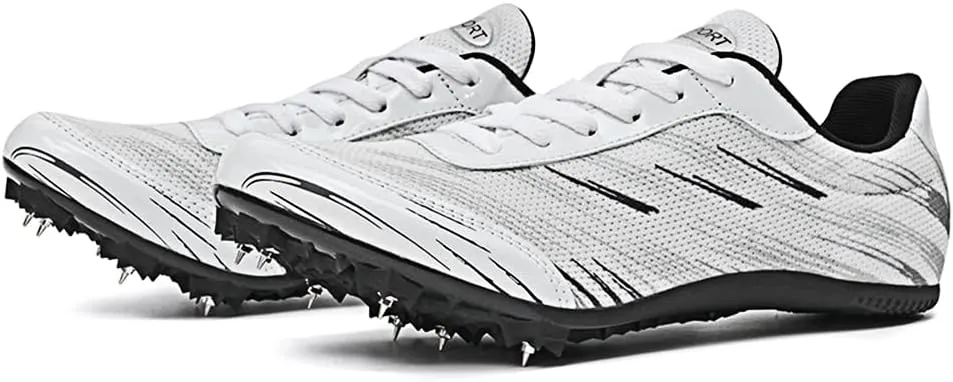 Men Spikes Track Shoes Sprint Youth Track and Field Shoes Professional Jumping Running Race Training Athletic Shoes Lightweight Breathable Sport Sneakers