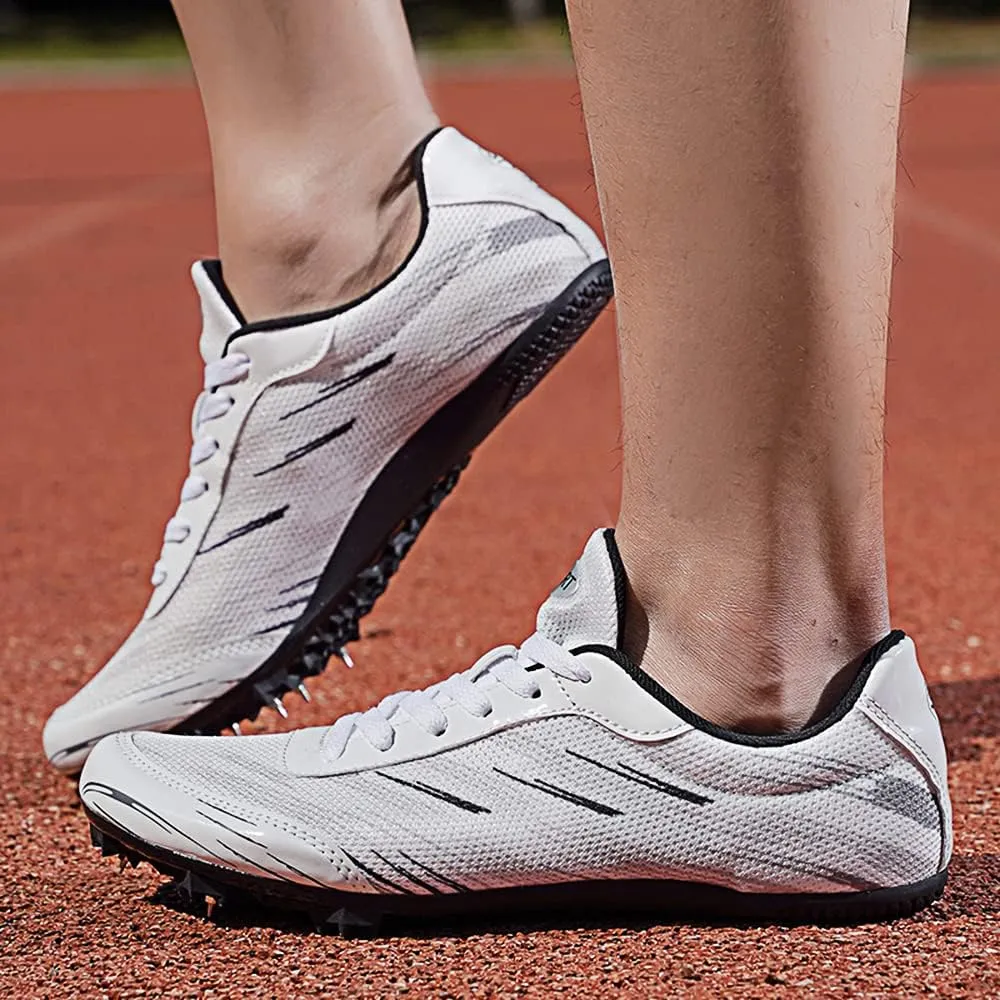 Men Spikes Track Shoes Sprint Youth Track and Field Shoes Professional Jumping Running Race Training Athletic Shoes Lightweight Breathable Sport Sneakers