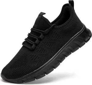 Men Tennis Shoes Running - Gym Sneakers Shoes Walking Workout Non Slip Walking Athletic Slip on Breathable Mesh Comfortable Lightweight Casual Sports Black 8