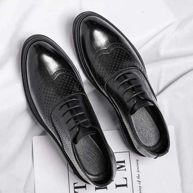 Mens Breathable Office Dress Shoes Leather Derby Business Shoes for Men Formal Comfort Oxford(8)