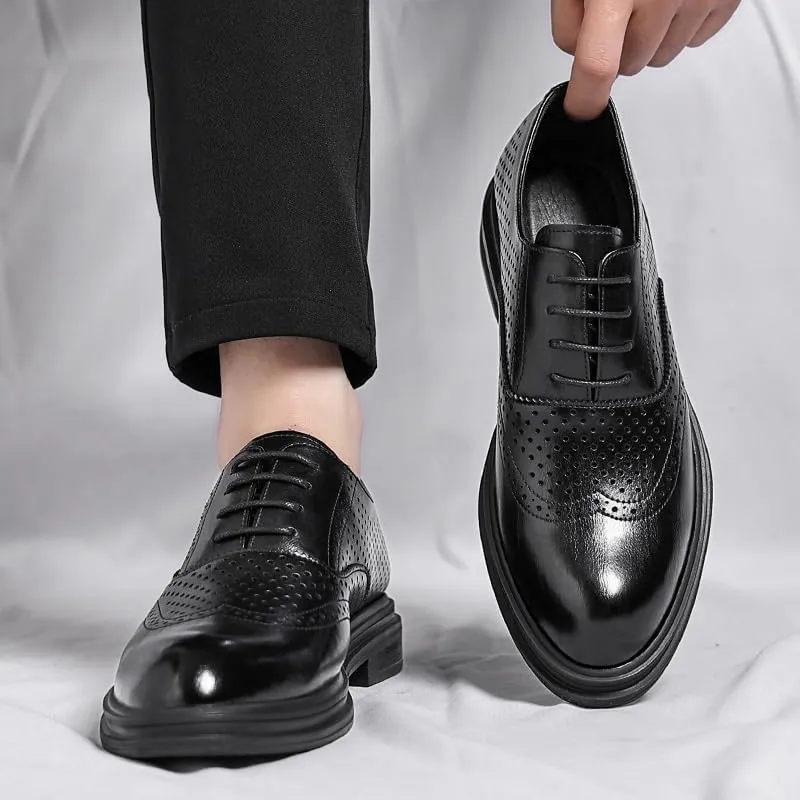 Mens Breathable Office Dress Shoes Leather Derby Business Shoes for Men Formal Comfort Oxford(8)