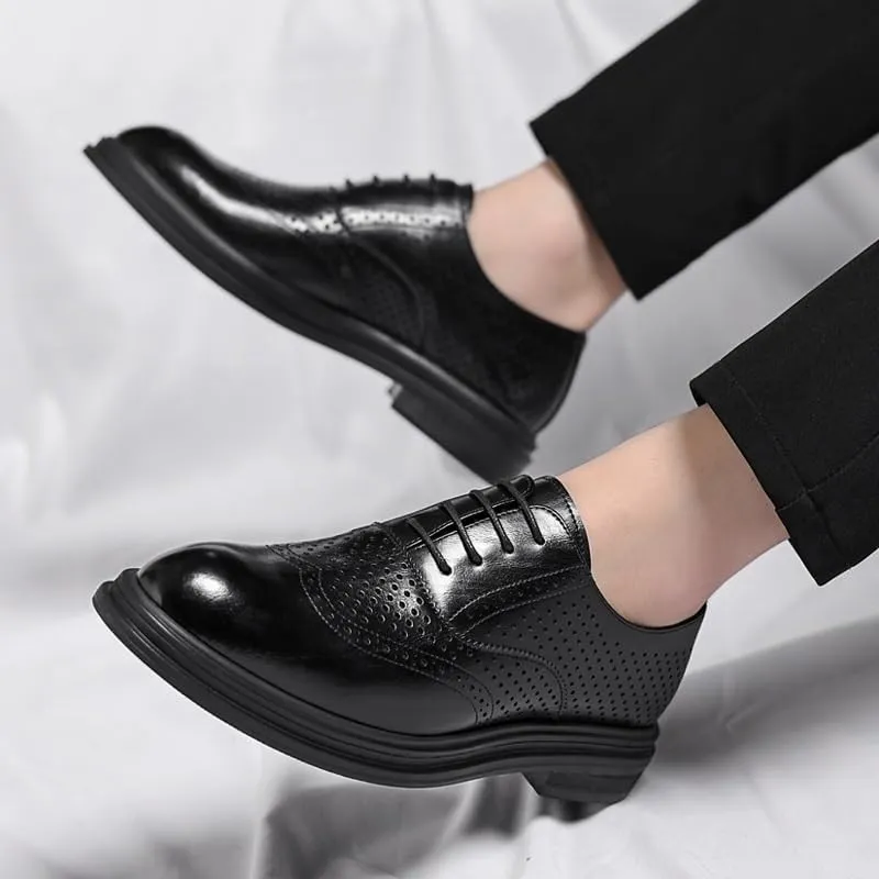 Mens Breathable Office Dress Shoes Leather Derby Business Shoes for Men Formal Comfort Oxford(8)