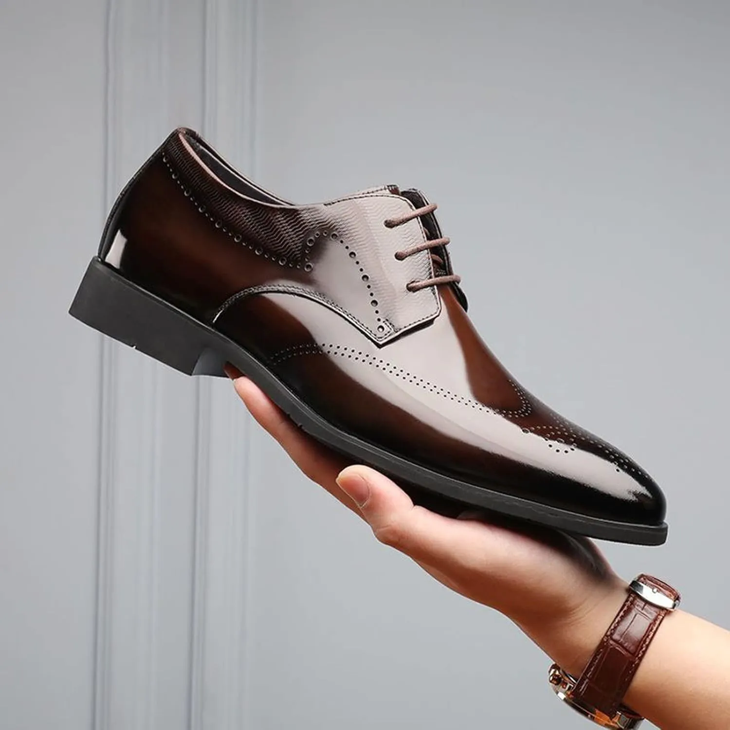 Mens Business Casual Shoes Fashion Style Men's Breathable Comfortable Business Lace Up Men's Dress Shoes Black and Blue