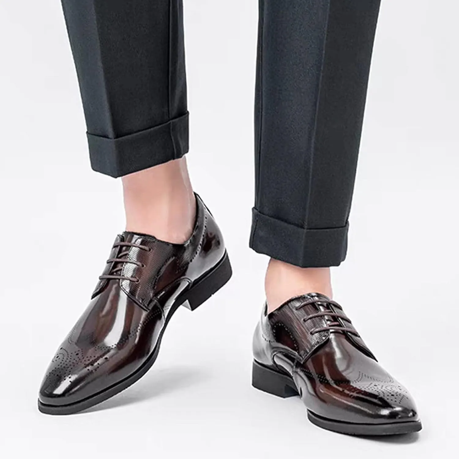 Mens Business Casual Shoes Fashion Style Men's Breathable Comfortable Business Lace Up Men's Dress Shoes Black and Blue