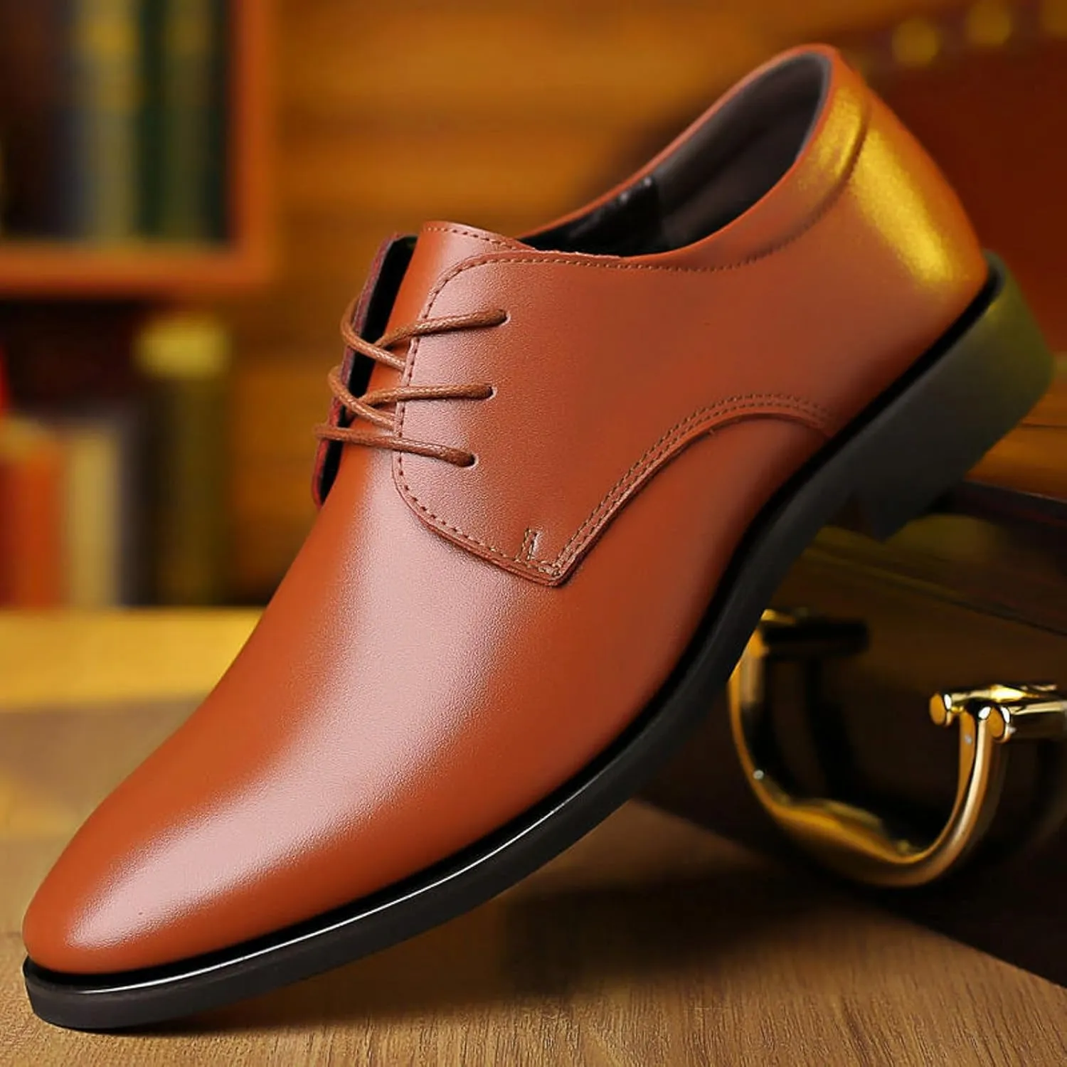 Men's Casual Dress Shoes Men's Comfortable and Stylish Business Banquet Pointed Toe Casual Leather Shoes
