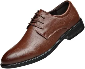 Men's Dress Brogues Shoes, Breathable Casual Business Luxury Genuine Leather Heightening Shoes Men Formal Leather Business Casual Shoes Men Dress Office Luxury Shoes Male
