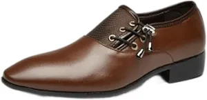 Men's Dress Shoes Lace Up Oxford Business Casual Men's Business Attire Casual Shoes British Pointed Solid Color Lace Up Leather Shoes Men's Dress Shoes Wide Width Comfortable Size 14
