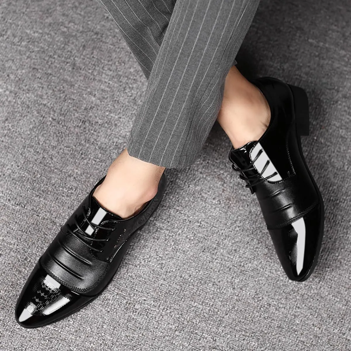 Men's Dress Shoes Modern Patchwork Design Oxfords Formal Casual Business Wedding Work Lace Up Derby Shoes