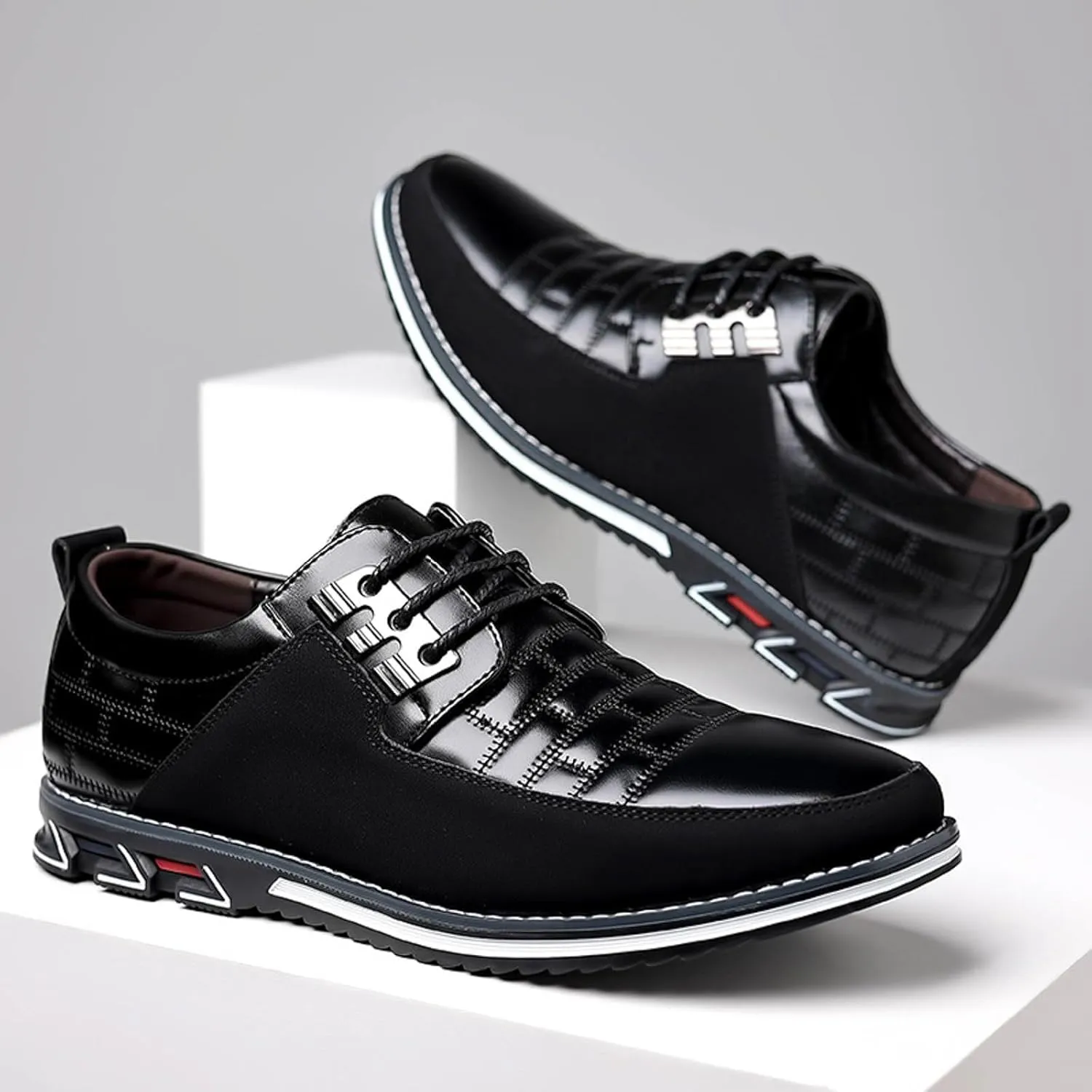 Men's Dress Sneakers Men's Casual Dress Shoes Fashionable Men's Breathable and Comfortable Business Casual Solid