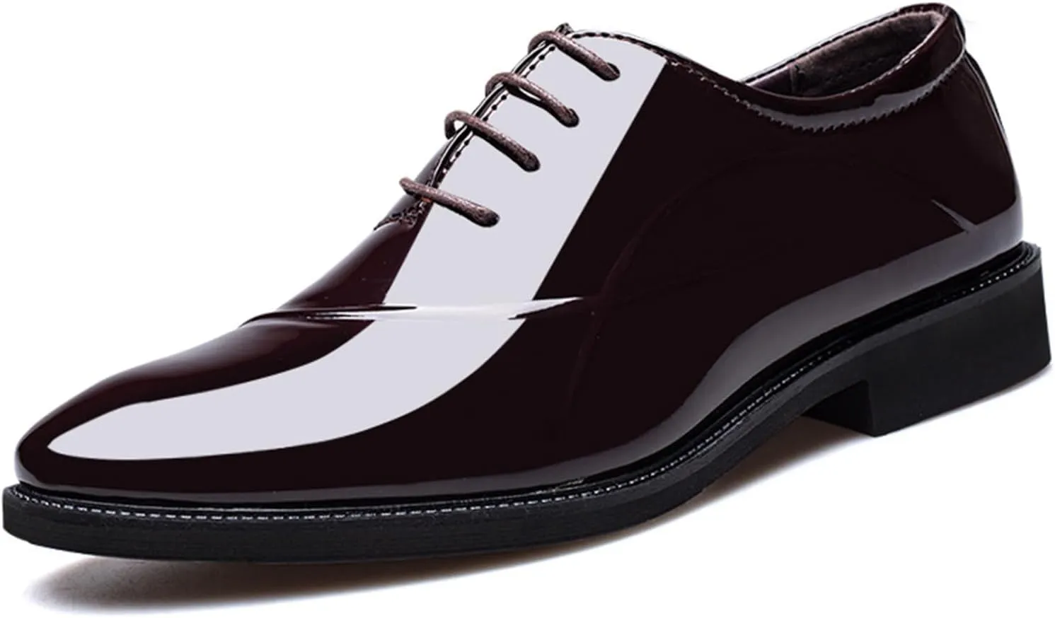 Men's Elegant Patent Leather Dress Shoes Formal Business Oxfords Lace Up Derby Shoes for Weeding Prom Occasions