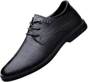Mens Faux Patent Leather Classic Lace-up Formal Oxford Low Top Formal Business Dress Shoes Derby Shoe for Men(Black,8.5)