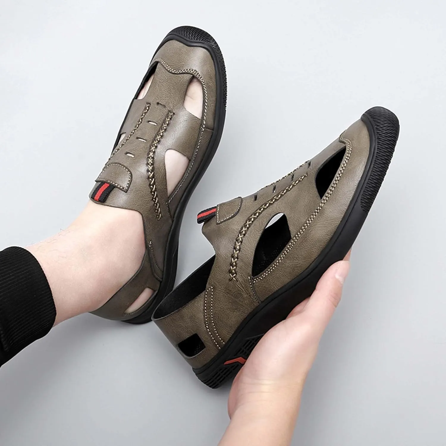 Men's New Mesh Breathable Outdoor Quick Drying Leather Shoes, Business Casual Sports Outdoor Shoes,Lightweight Wide Edition Walking Shoes Wading ShoesFashionable Sports Shoes