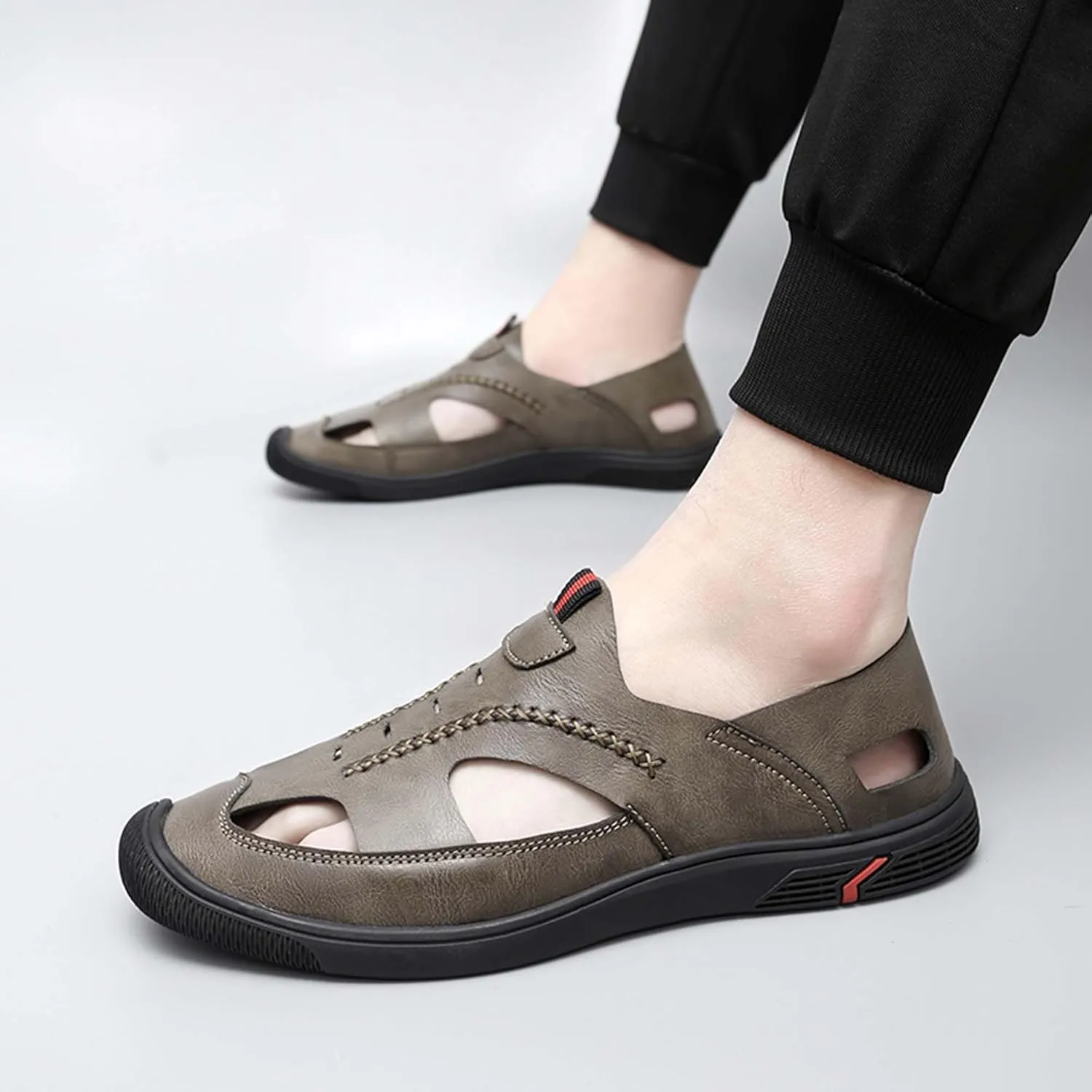 Men's New Mesh Breathable Outdoor Quick Drying Leather Shoes, Business Casual Sports Outdoor Shoes,Lightweight Wide Edition Walking Shoes Wading ShoesFashionable Sports Shoes