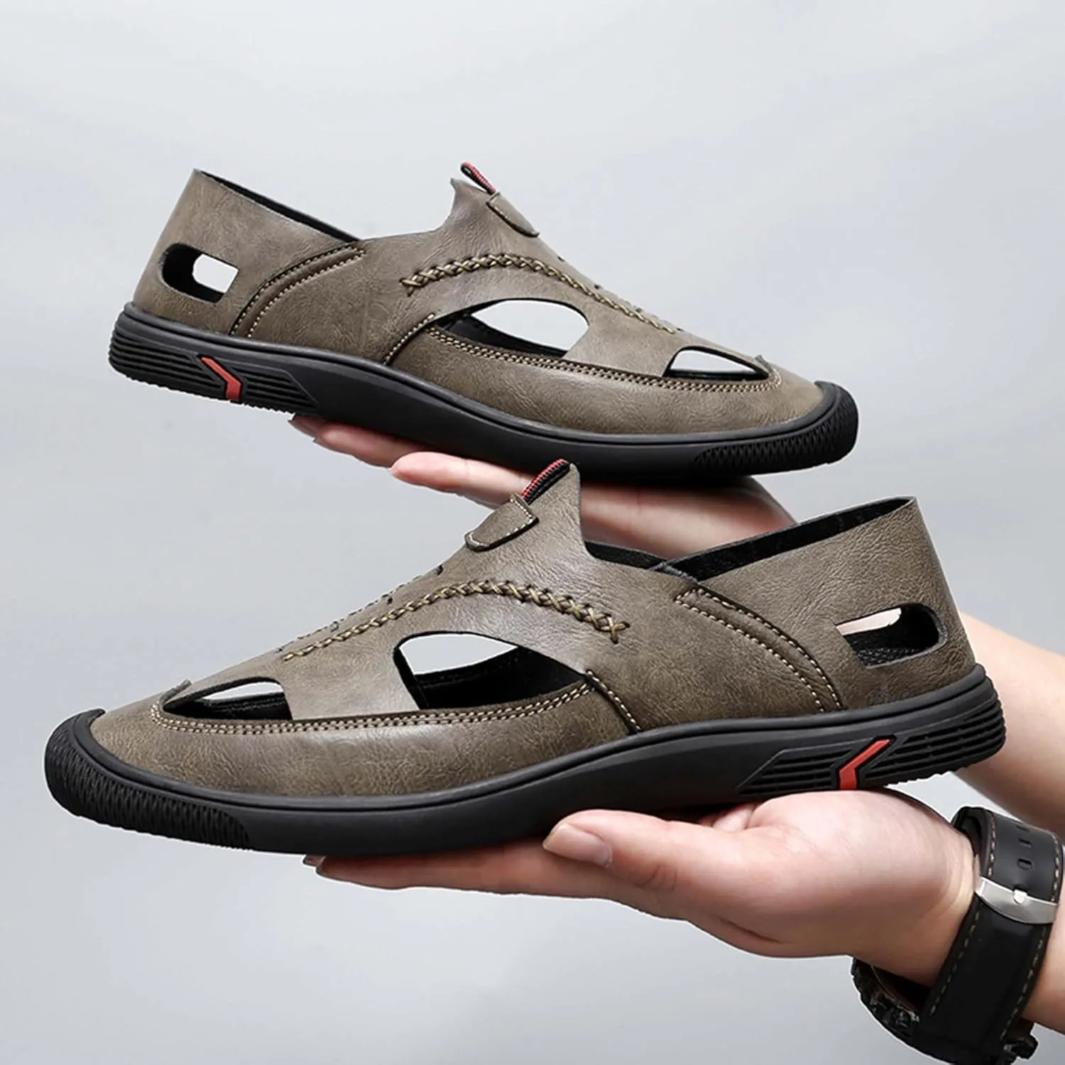 Men's New Mesh Breathable Outdoor Quick Drying Leather Shoes, Business Casual Sports Outdoor Shoes,Lightweight Wide Edition Walking Shoes Wading ShoesFashionable Sports Shoes