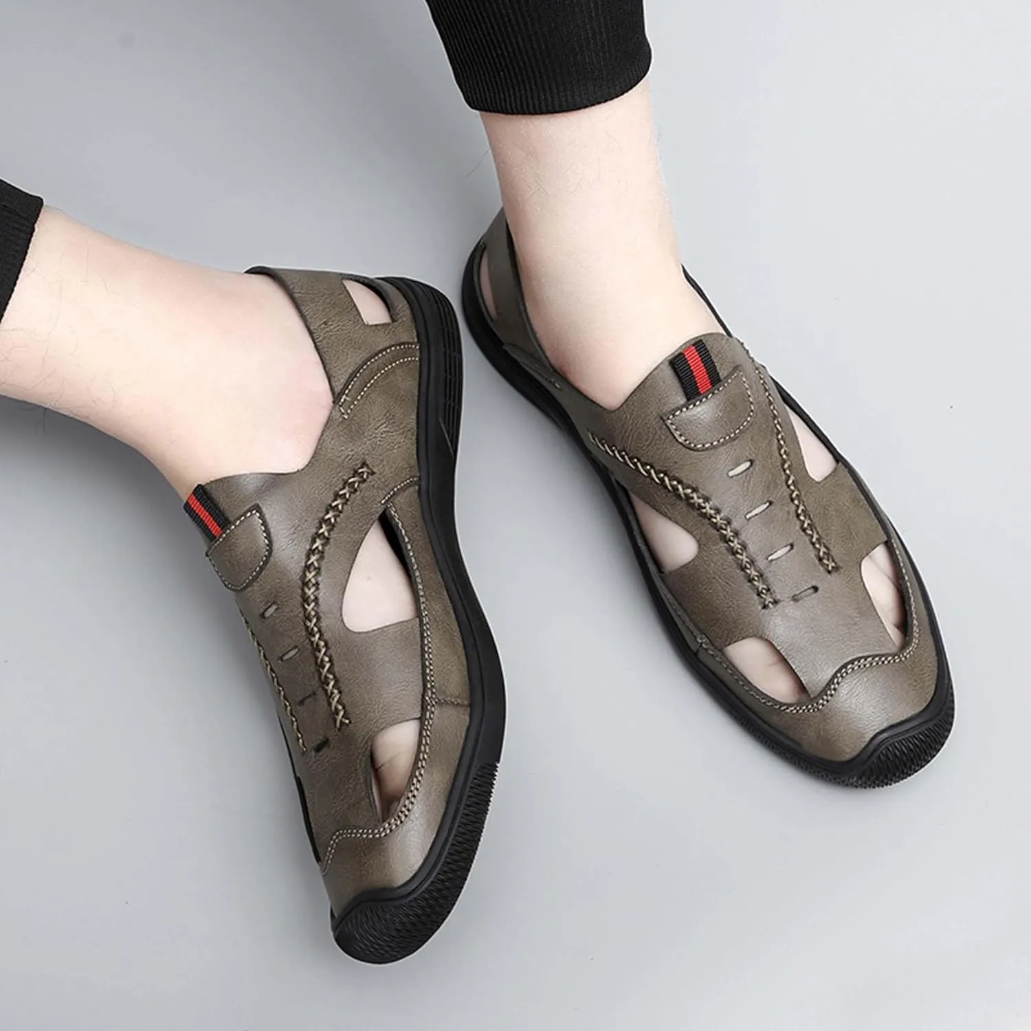 Men's New Mesh Breathable Outdoor Quick Drying Leather Shoes, Business Casual Sports Outdoor Shoes,Lightweight Wide Edition Walking Shoes Wading ShoesFashionable Sports Shoes