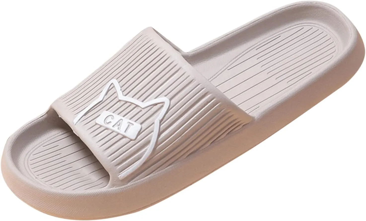Men's Non Slip Shower Slide Sandal Fashion Cat Print Cartoon Slippers Flat Bottom Mens Slippers Sheep Skin