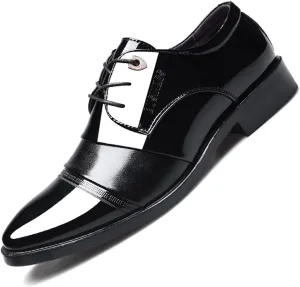 Mens Patent Leather Derbys Comfortable Wingtip Lace Up Shoes Business Formal Office Work Dress Shoes