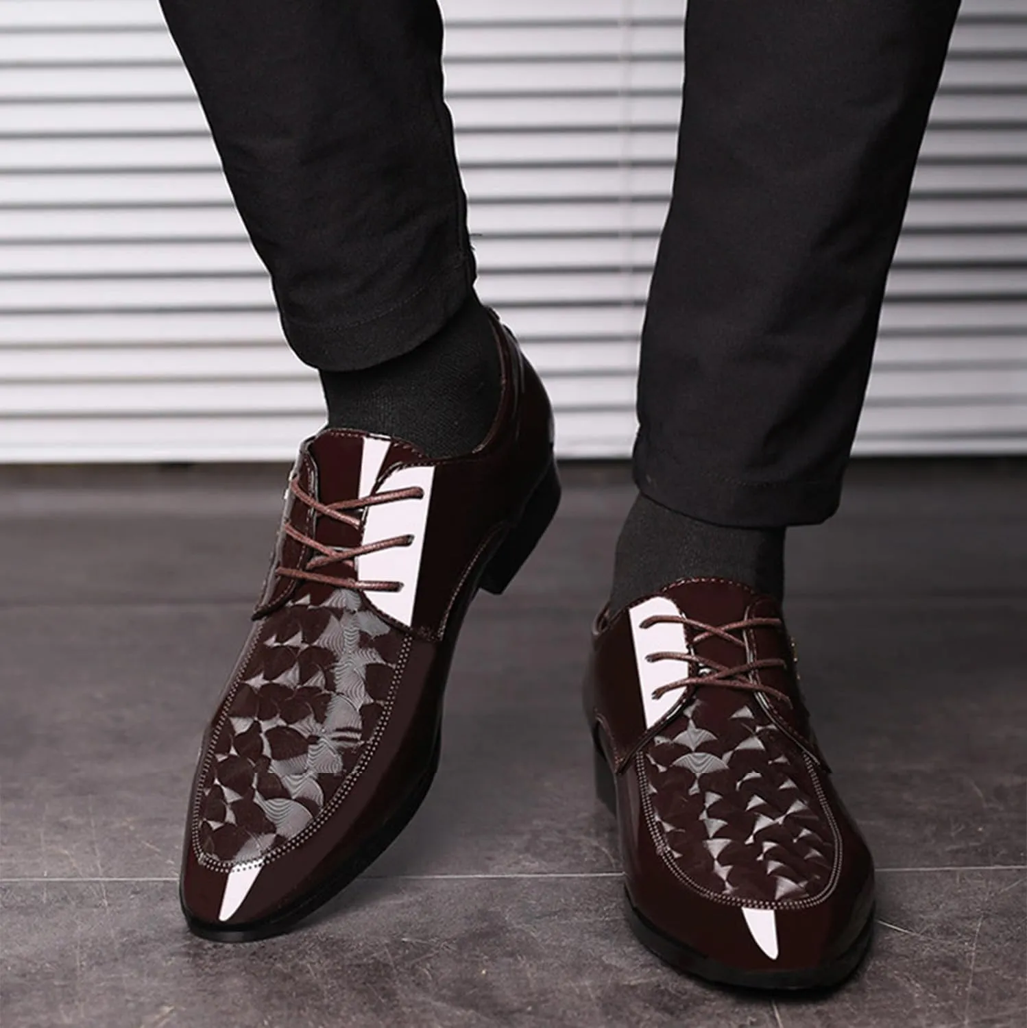 Men's Patent Leather Dress Shoes Oxfords Formal Business Derbys Classic Wedding Shoes Suit Tuxedo Shoes