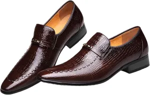 Mens Retro Business Formal Shoes with Low Heel Non Slip Arch Support Walking Shoe Men Comfortable Business Formal Shoes Lightweight Casual Dress Shoe Elegant Dating Weding Slip on Footwear