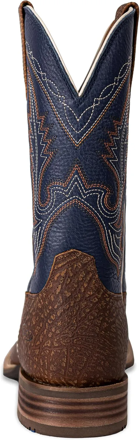 Mens Western Cowboy Boots, Fashionable Embroidered Full Grain Leather, Square Toe Pull-On, 4-Layer Composite Sole, Slip-Resistant Work & Riding Boots