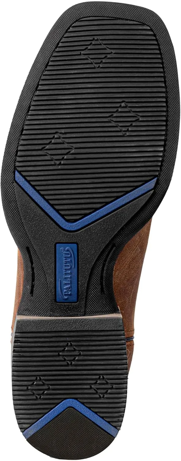 Mens Western Cowboy Boots, Fashionable Embroidered Full Grain Leather, Square Toe Pull-On, 4-Layer Composite Sole, Slip-Resistant Work & Riding Boots
