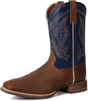 Mens Western Cowboy Boots, Fashionable Embroidered Full Grain Leather, Square Toe Pull-On, 4-Layer Composite Sole, Slip-Resistant Work & Riding Boots
