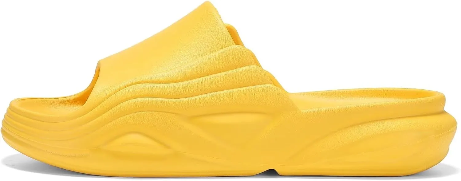 NineCiFun Men's Cloud Slides Cushioned Sandals Summer House Slippers for Indoor Outdoor Use Non-slip Bathroom Shower Slide Sandals Slip on Pillow Slippers