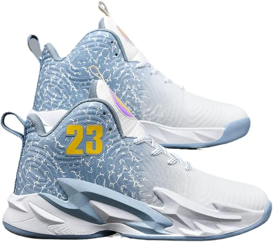 No.23 Durable Y2K Stylish High Top Shock Absorbing Sneakers for Men Anti Slip Basketball Running Training Shoes for Outdoor Sport Streetwear All Day Comfort Design