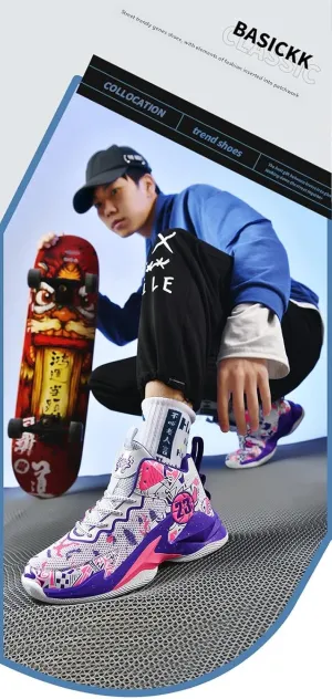 No.23 High Top Boots for Men Shock Absorbing Sneakers Non Slip Athletic Performance Shoes for Summer Basketball Training Streetwear Style