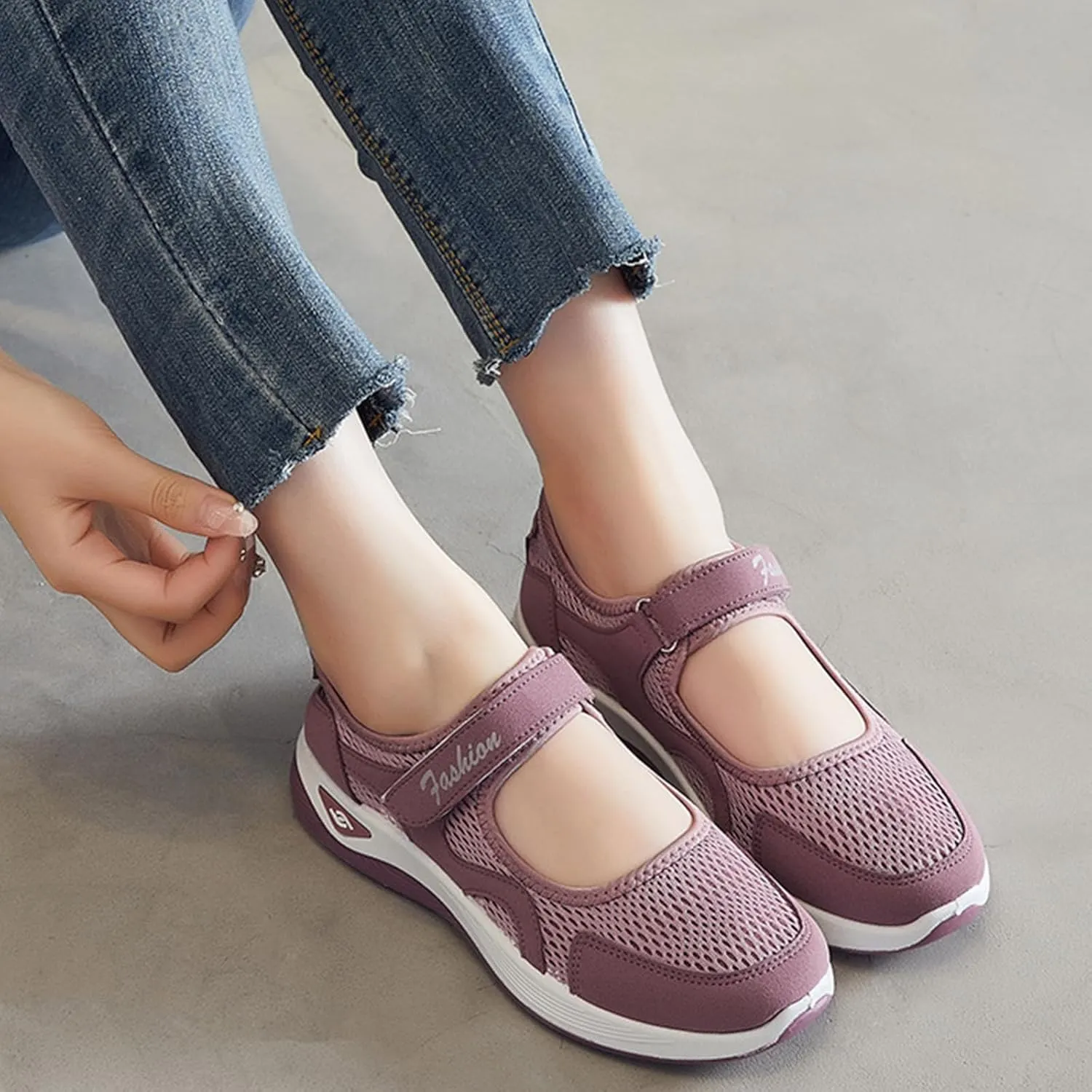 Nurse Shoes for Women Comfortable Walking Shoe Non Slip Adjustable Orthopedic Shoes Breathable Working Flats Nursing Mary Jane Sneakers Casual Lightweight Sneaker