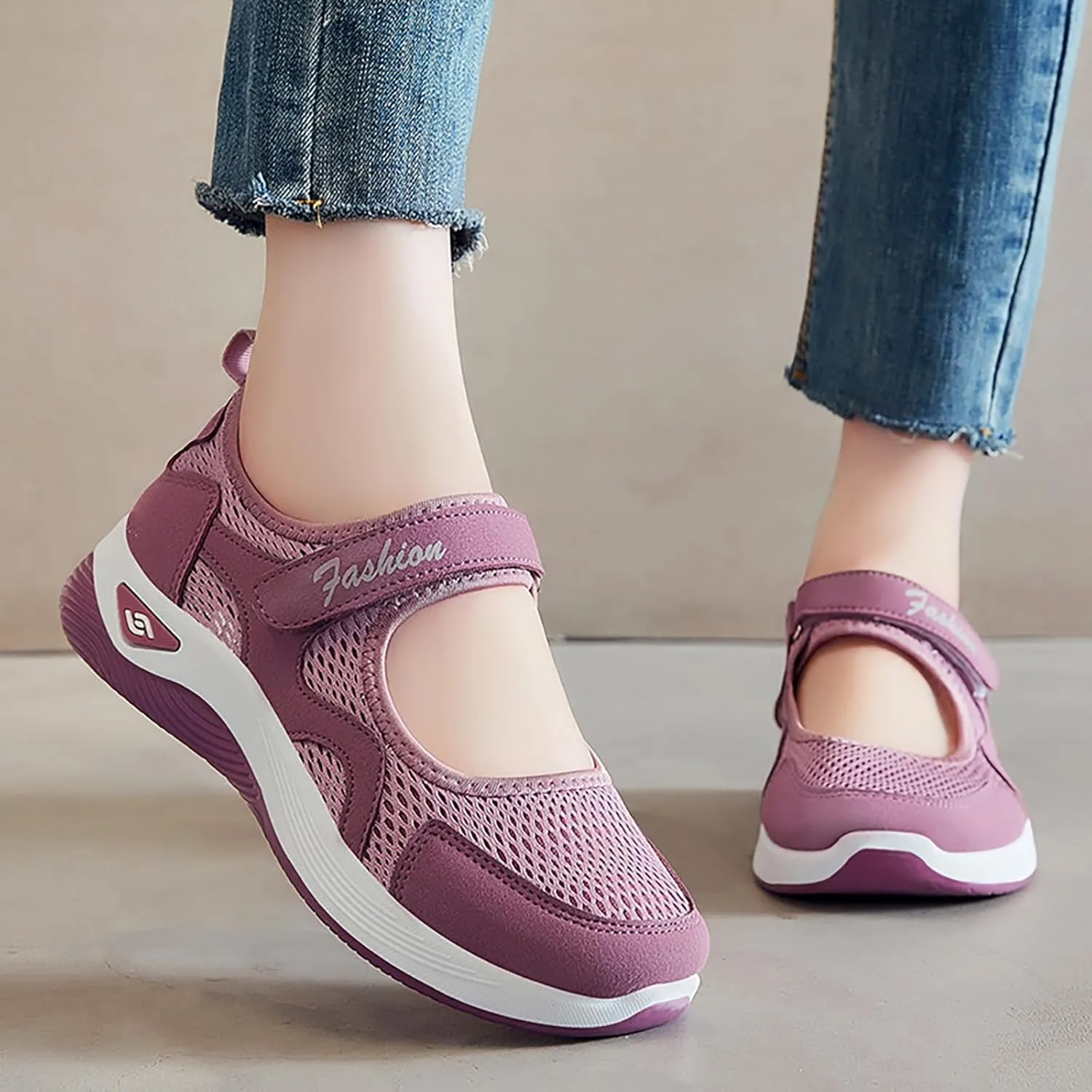 Nurse Shoes for Women Comfortable Walking Shoe Non Slip Adjustable Orthopedic Shoes Breathable Working Flats Nursing Mary Jane Sneakers Casual Lightweight Sneaker