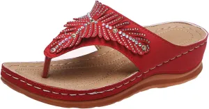 Orthopedic Sandals for Women Arch Support Non-Slip Wedge Flip-Flops Open Toe Summer Dressy Comfortable Sandals Casual Walking Shoes