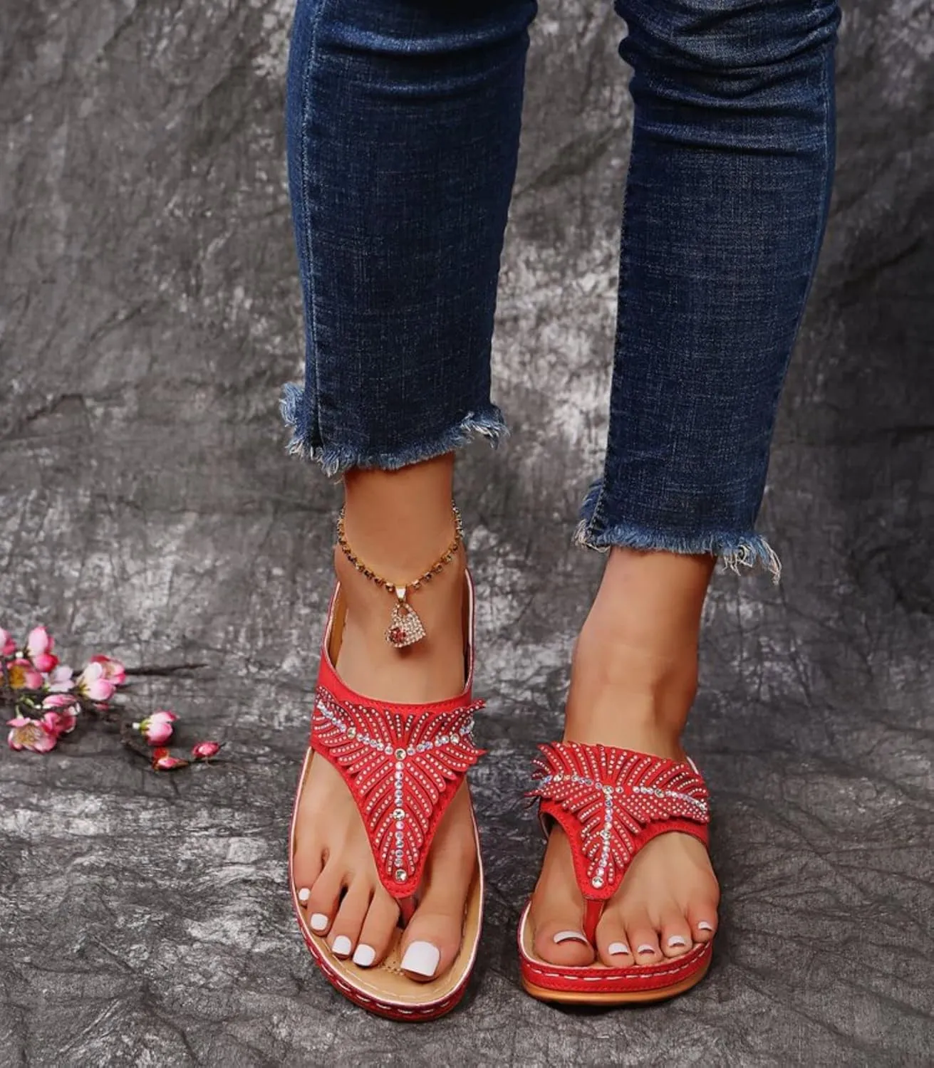 Orthopedic Sandals for Women Arch Support Non-Slip Wedge Flip-Flops Open Toe Summer Dressy Comfortable Sandals Casual Walking Shoes
