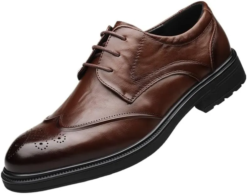 Oxfords Shoes Men's Classic Retro Casual Shoes Mens Casual Dress Shoes Leather Luxury Men's Patent Leather Formal Business Oxford Dress Shoes(Brown,7.5)