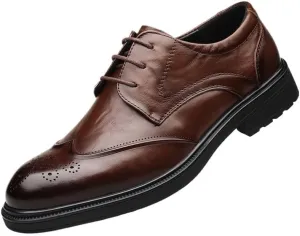Oxfords Shoes Men's Classic Retro Casual Shoes Mens Casual Dress Shoes Leather Luxury Men's Patent Leather Formal Business Oxford Dress Shoes(Brown,7.5)