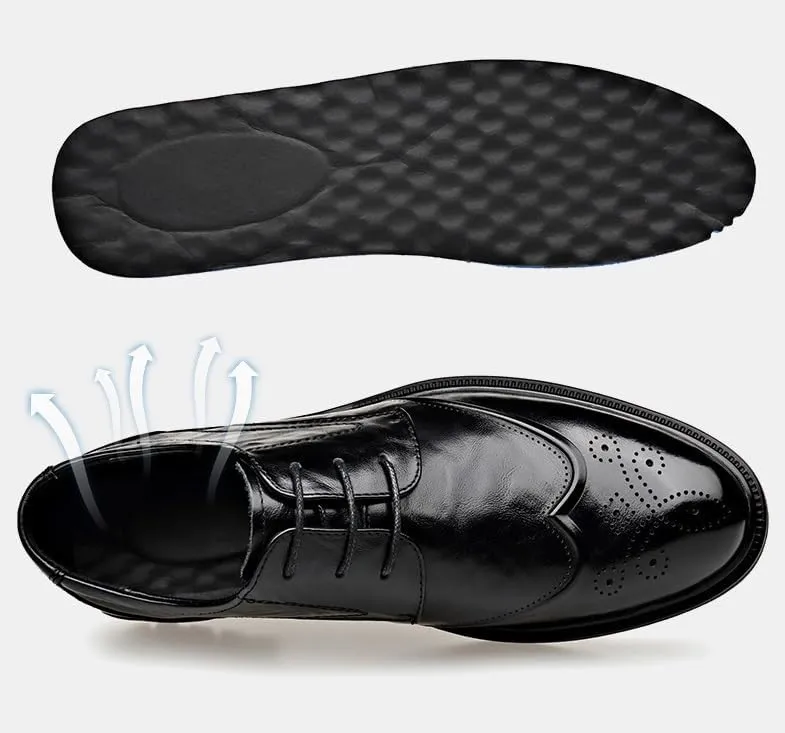Oxfords Shoes Men's Classic Retro Casual Shoes Mens Casual Dress Shoes Leather Luxury Men's Patent Leather Formal Business Oxford Dress Shoes(Brown,7.5)