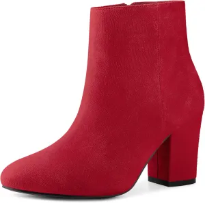 Perphy Round Toe Chunky High Heels Ankle Boots for Women