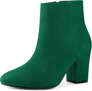 Perphy Round Toe Chunky High Heels Ankle Boots for Women