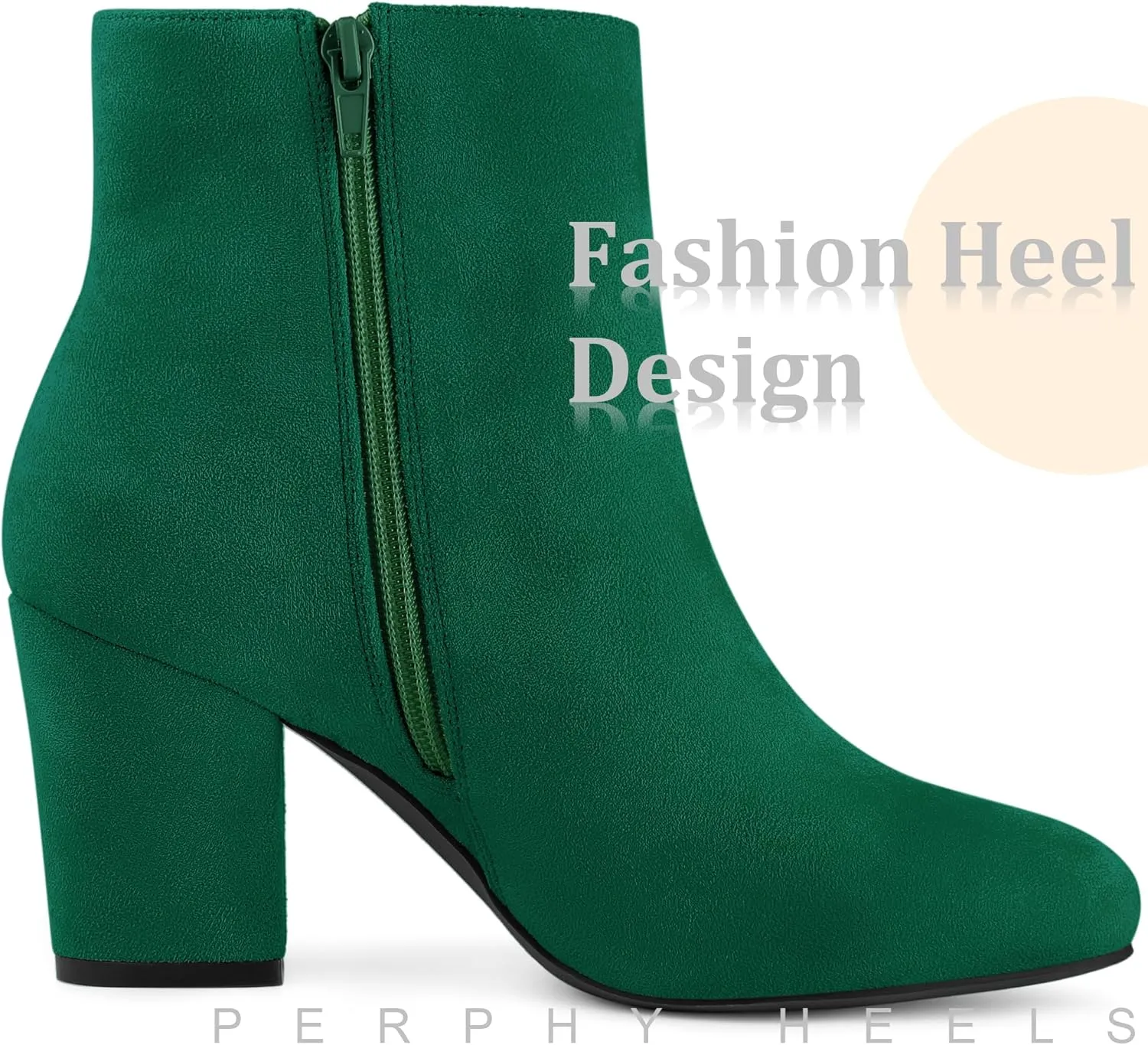 Perphy Round Toe Chunky High Heels Ankle Boots for Women