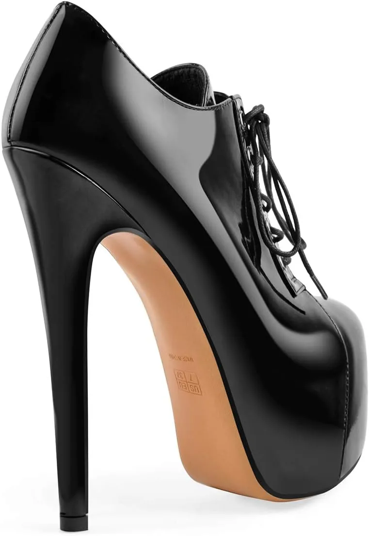 Platform Lace Up Stiletto High Heels Round Toe Ankle Bootie